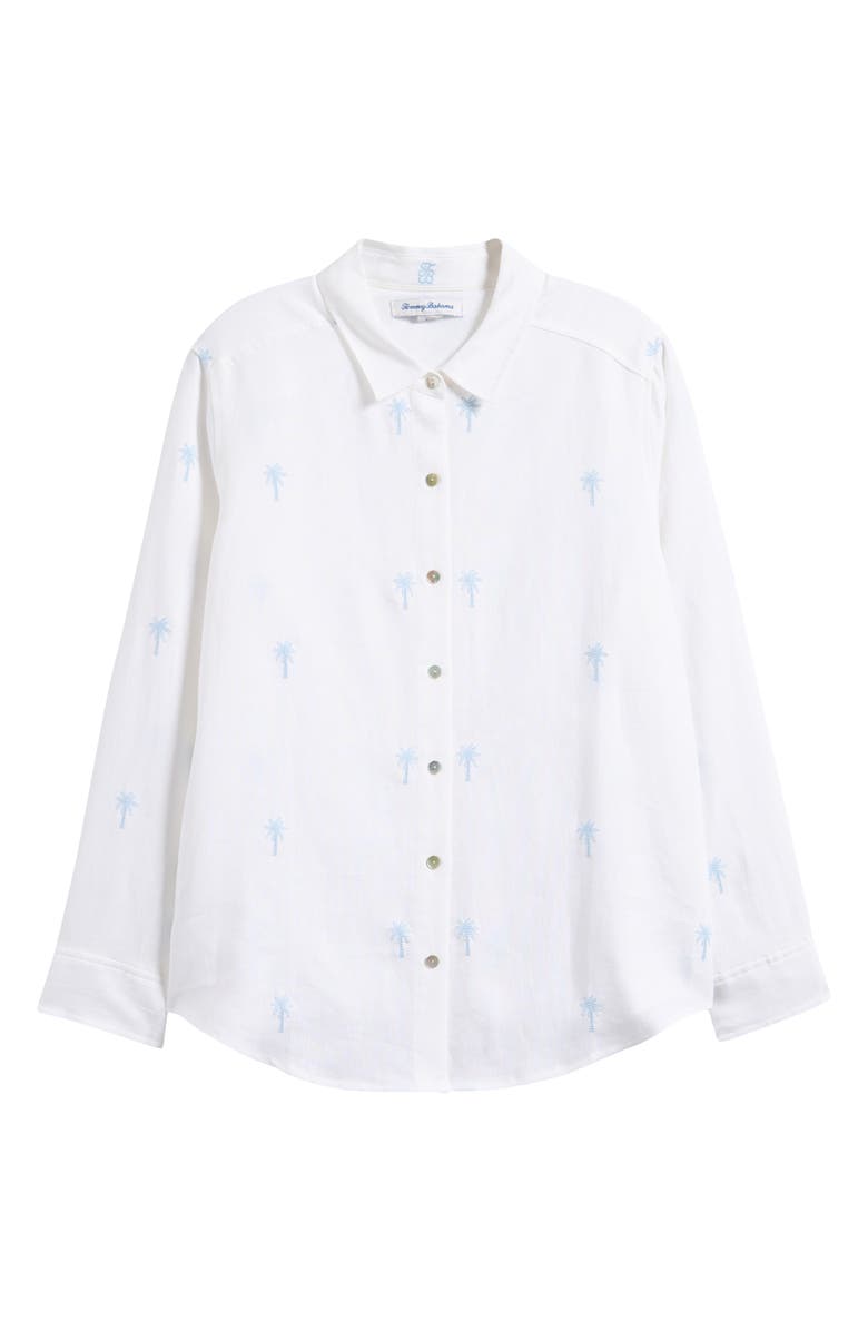 Tommy Bahama Relaxed Palm Tree Embroidered Linen Button-Up Shirt, Alternate, color,