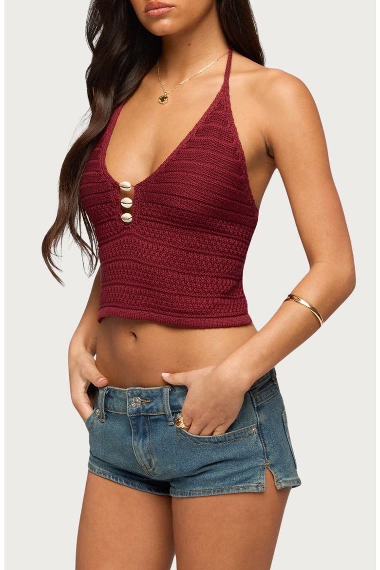 Backless Coastal Charm Neck Top, Alternate, color, MAROON