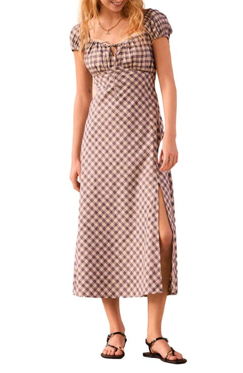 Gingham Cap Sleeve Midi Dress