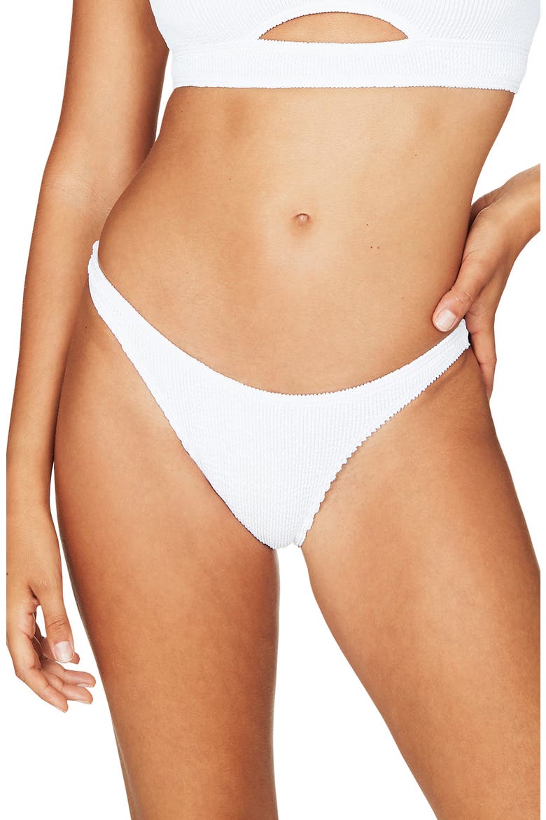 BOUND by Bond-Eye The Scene High-Cut Ribbed Bikini Bottoms, Main, color, OPTIC WHITE