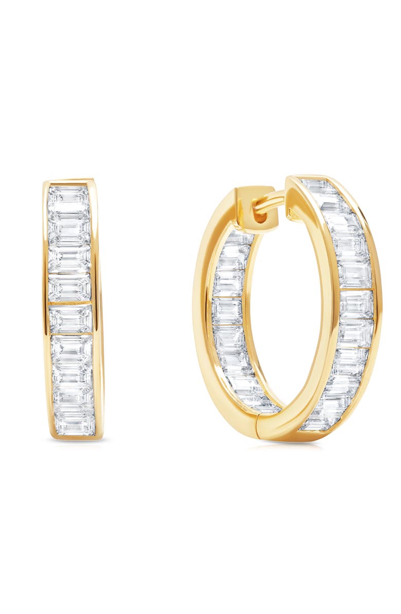 Crislu Baguette Cubic Zircoia Huggie Hoop Earrings, Main, color, 18Kt Yellow Gold