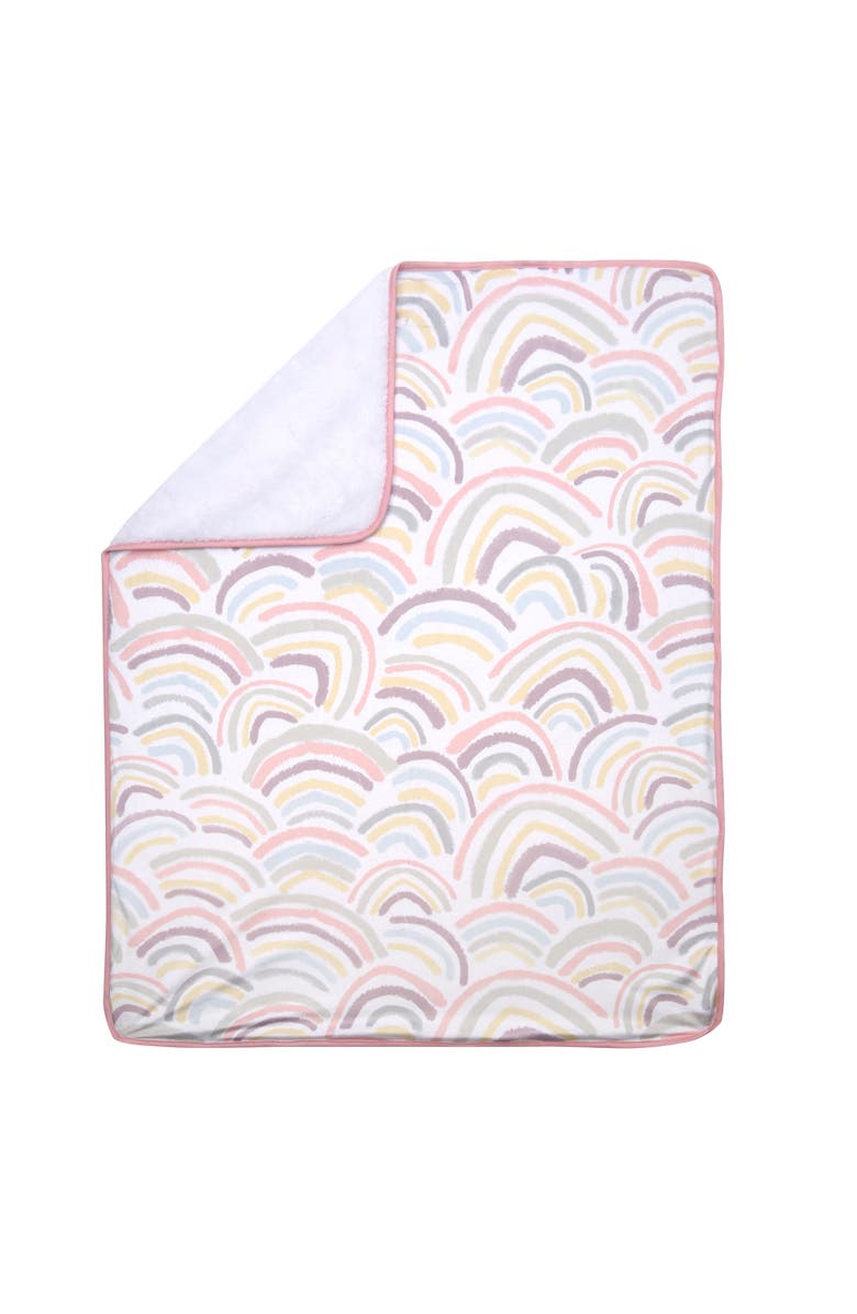 Lambs & Ivy Signature Rainbow Minky/Faux Shearling Soft Fleece Baby Blanket, Alternate, color, Multicolor