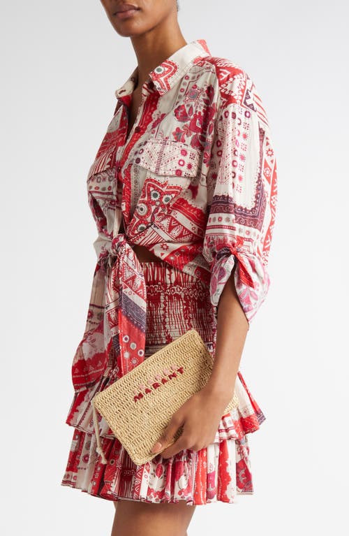 Isabel Marant Praia Raffia Zip Pouch In Natural/pink