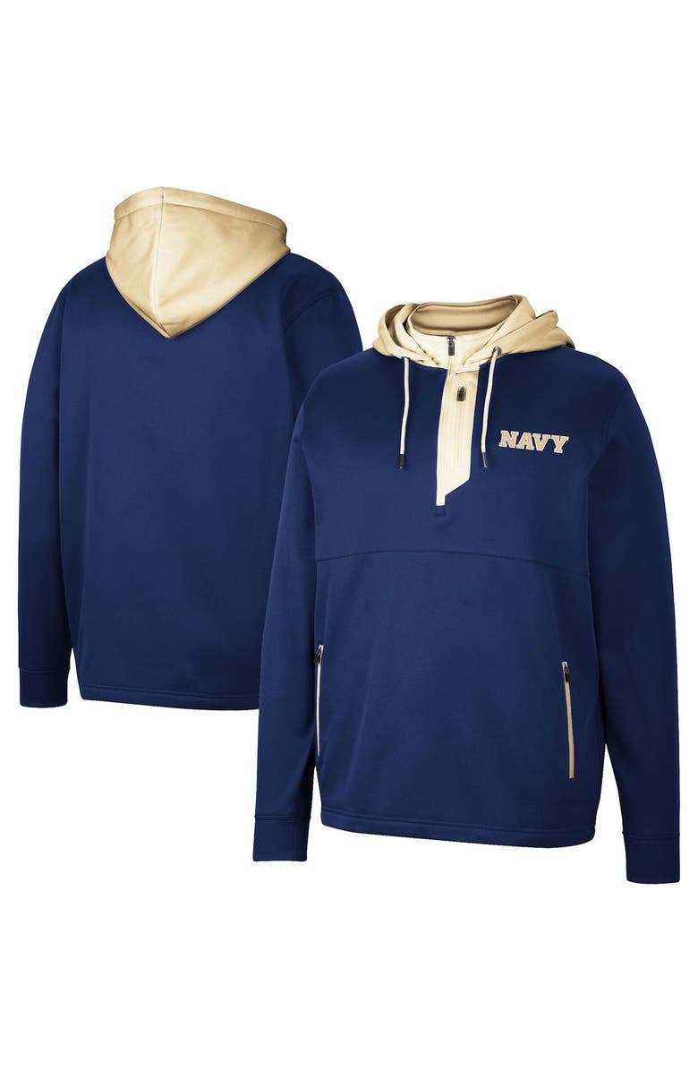 COLOSSEUM Men's Colosseum Navy Navy Midshipmen Luge 3.0 Quarter-Zip Hoodie, Main, color, 