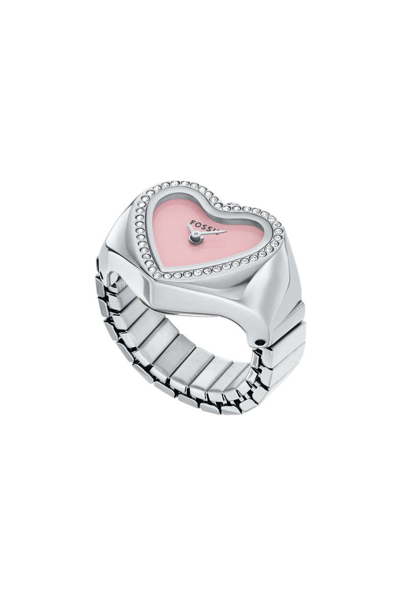 Heart Watch Ring, Main, color, SILVER
