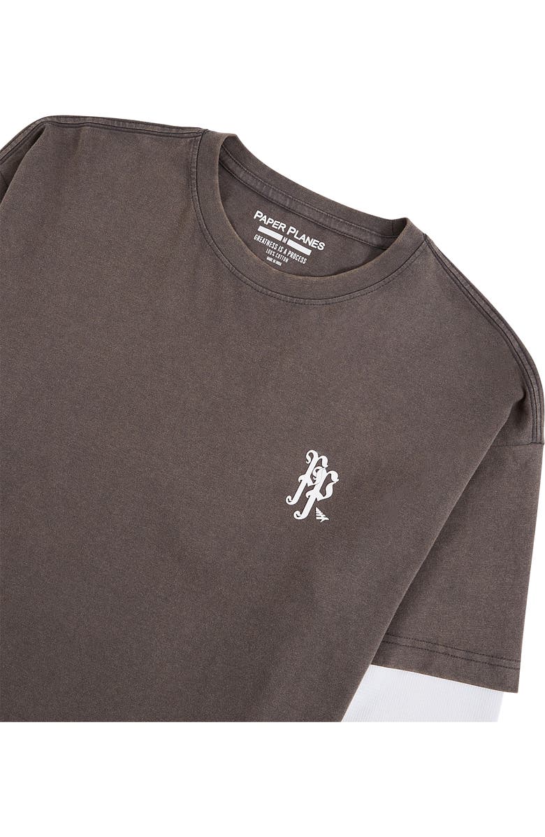 PAPER PLANES Old English Layered Look Graphic T-Shirt, Alternate, color, Washed Black