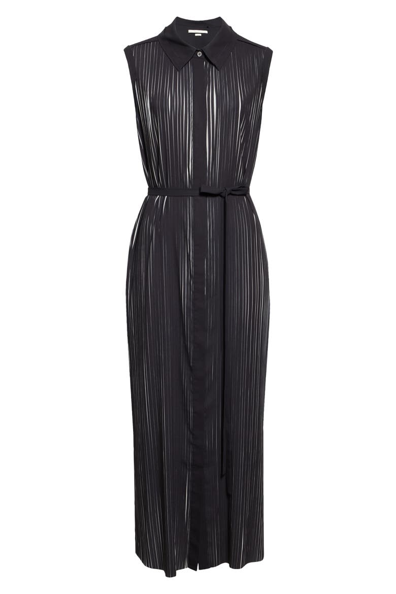 Bicolor Pleat Stripe Midi Dress, Alternate, color, CALICO/ BLACK