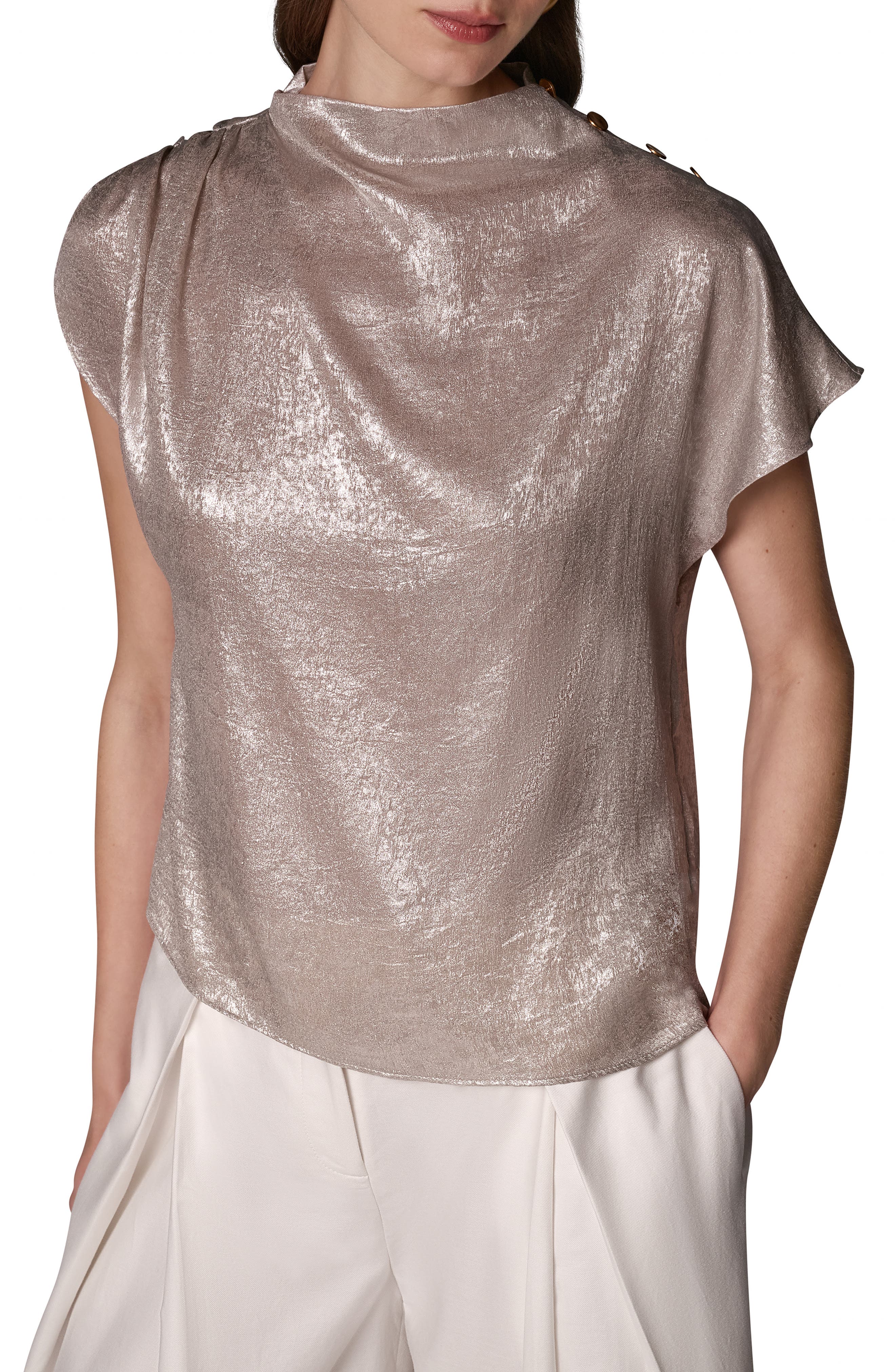 Donna Karan New York Foil Mock Neck Top (Women) | Nordstrom