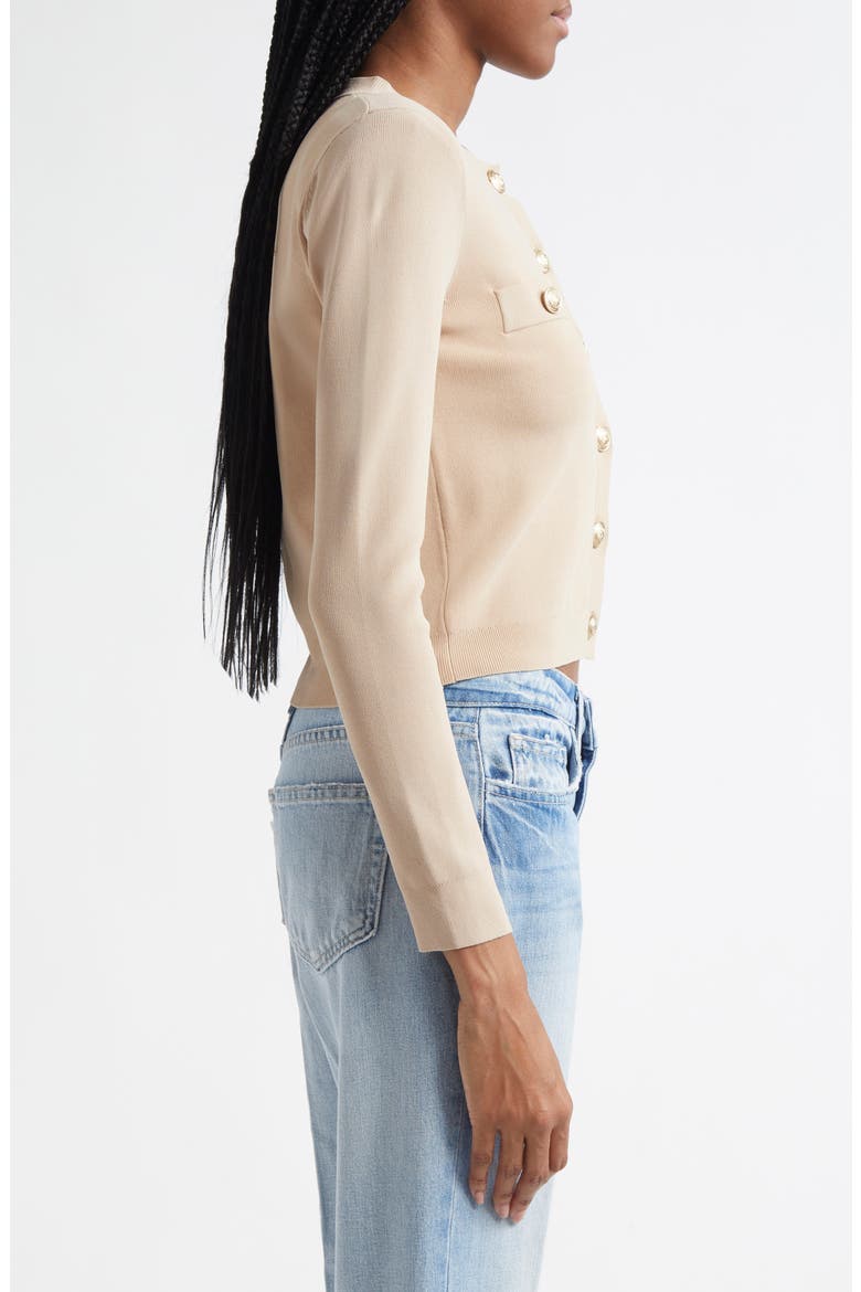 Toulouse Crewneck Cardigan, Alternate, color, ALMOND