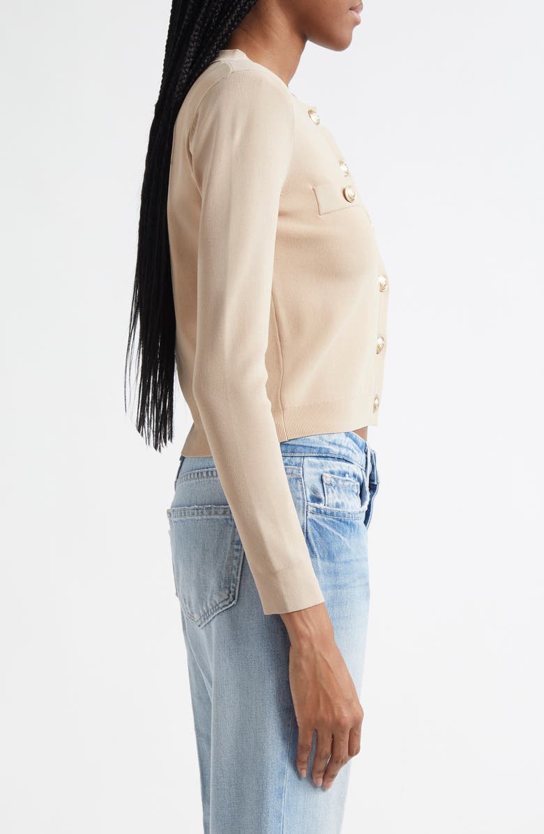 L'AGENCE Toulouse Crewneck Cardigan, Alternate, color, Almond