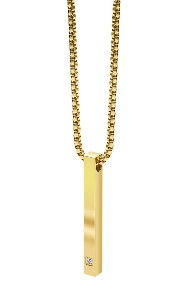 GEOFFREY BEENE Men's Stainless Steel Vertical Bar Pendant Necklace, Main, color, Gold
