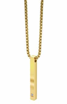 GEOFFREY BEENE Men's Stainless Steel Vertical Bar Pendant Necklace