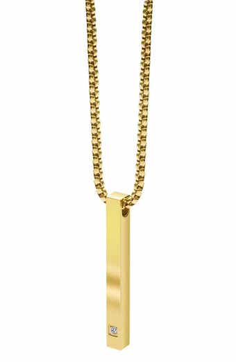 GEOFFREY BEENE Men's Stainless Steel Vertical Bar Pendant Necklace