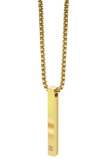 Geoffrey Beene Stainless Steel Vertical Bar Pendant Necklace