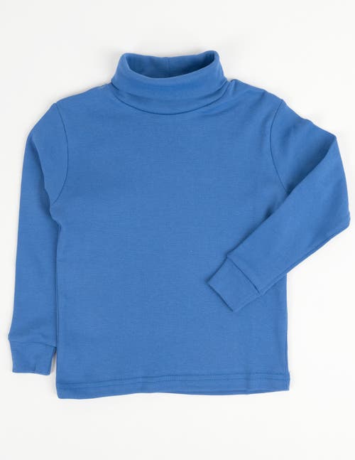 Leveret Kids Turtleneck, 100% Cotton, Solid Colors In Blue