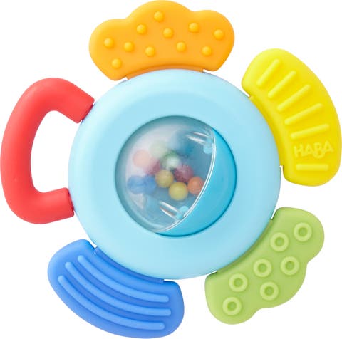 Clutching Toy Blossom - Plastic Rattle with 4 Teething Elements with Different Textures - Ages 6 Months +