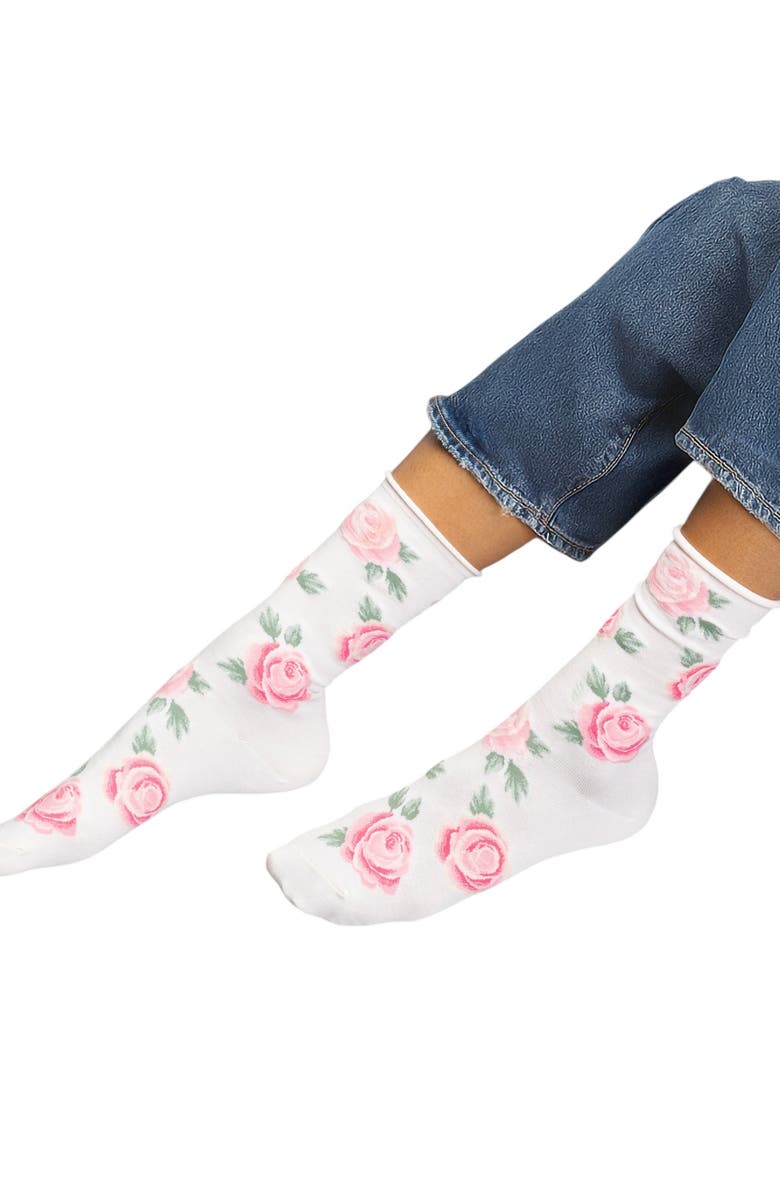 K Bell Socks Rose Blooms Assorted 2-Pack Crew Socks, Alternate, color, Asst