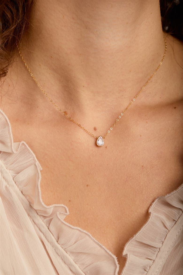 Mavis Teardrop Solitaire Necklace, Alternate, color, Gold