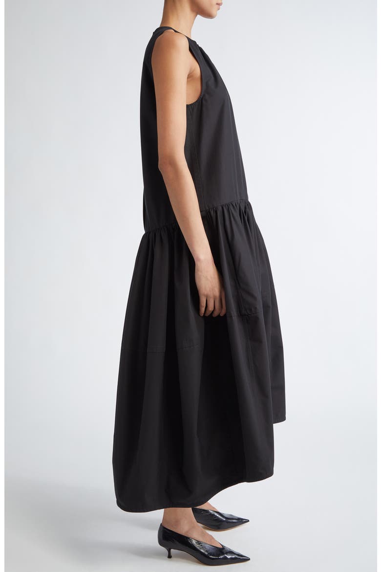 Organic Cotton Poplin High-Low Midi Dress, Alternate, color, BLACK