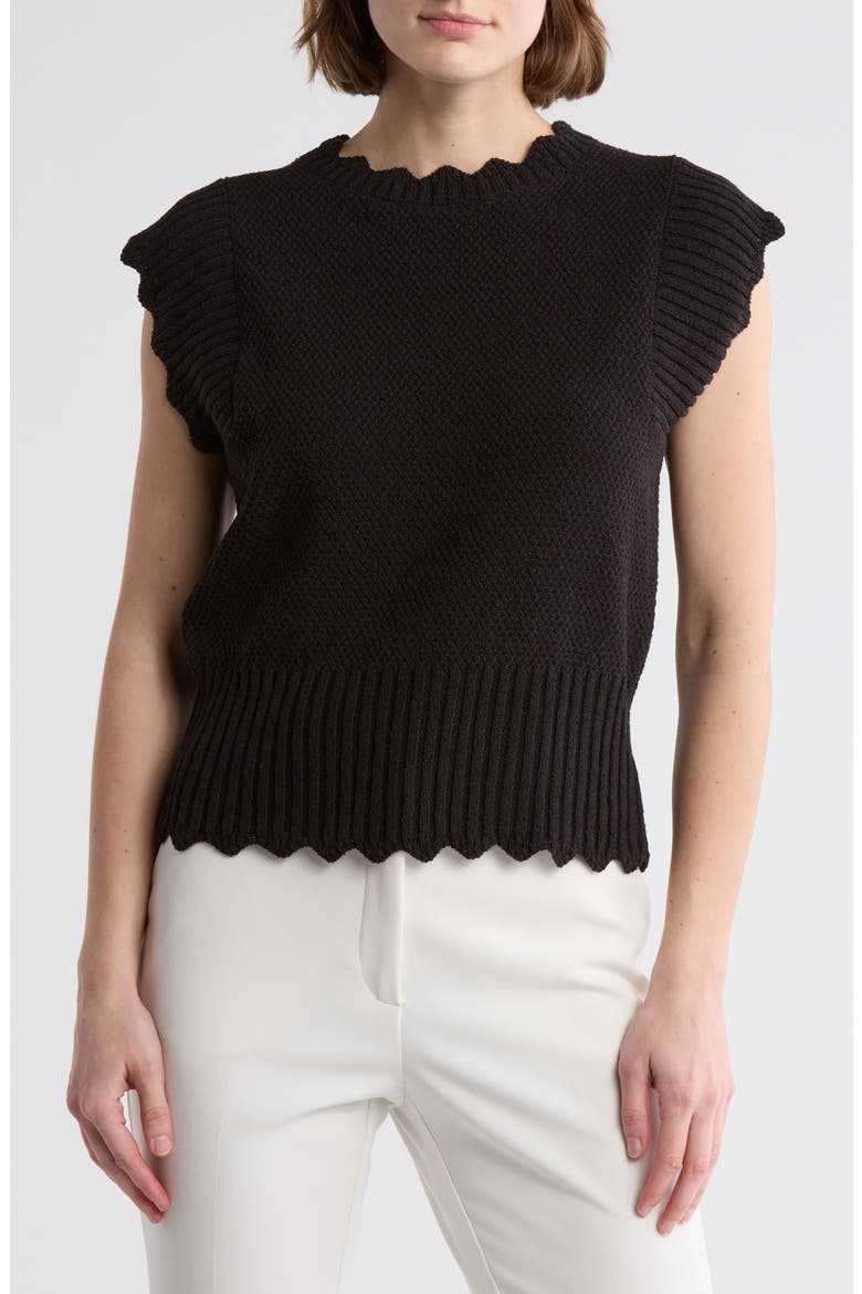 Scallop Edge Sweater, Main, color, BLACK