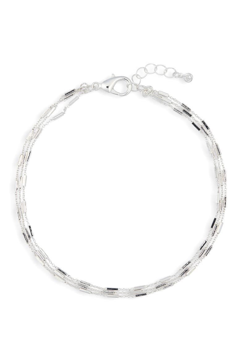 Triple Chain Anklet, Main, color, SILVER