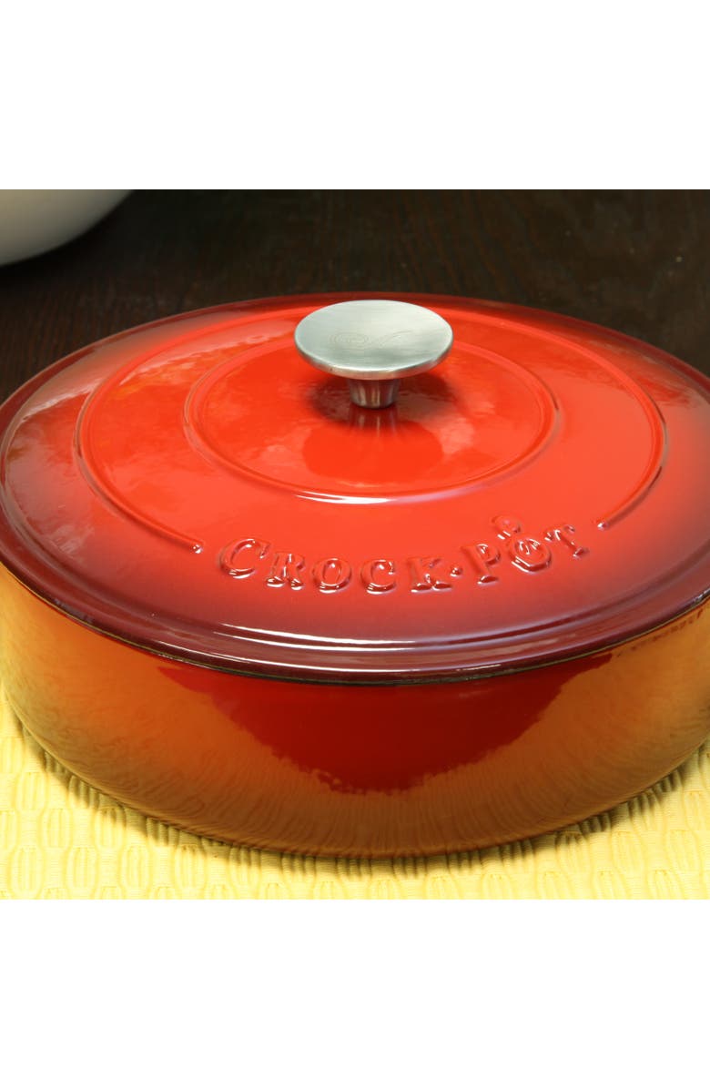 Crock-pot 3.5 Quart Enameled Cast Iron Deep Saute Pan With Self Basting Lid, Alternate, color, Red