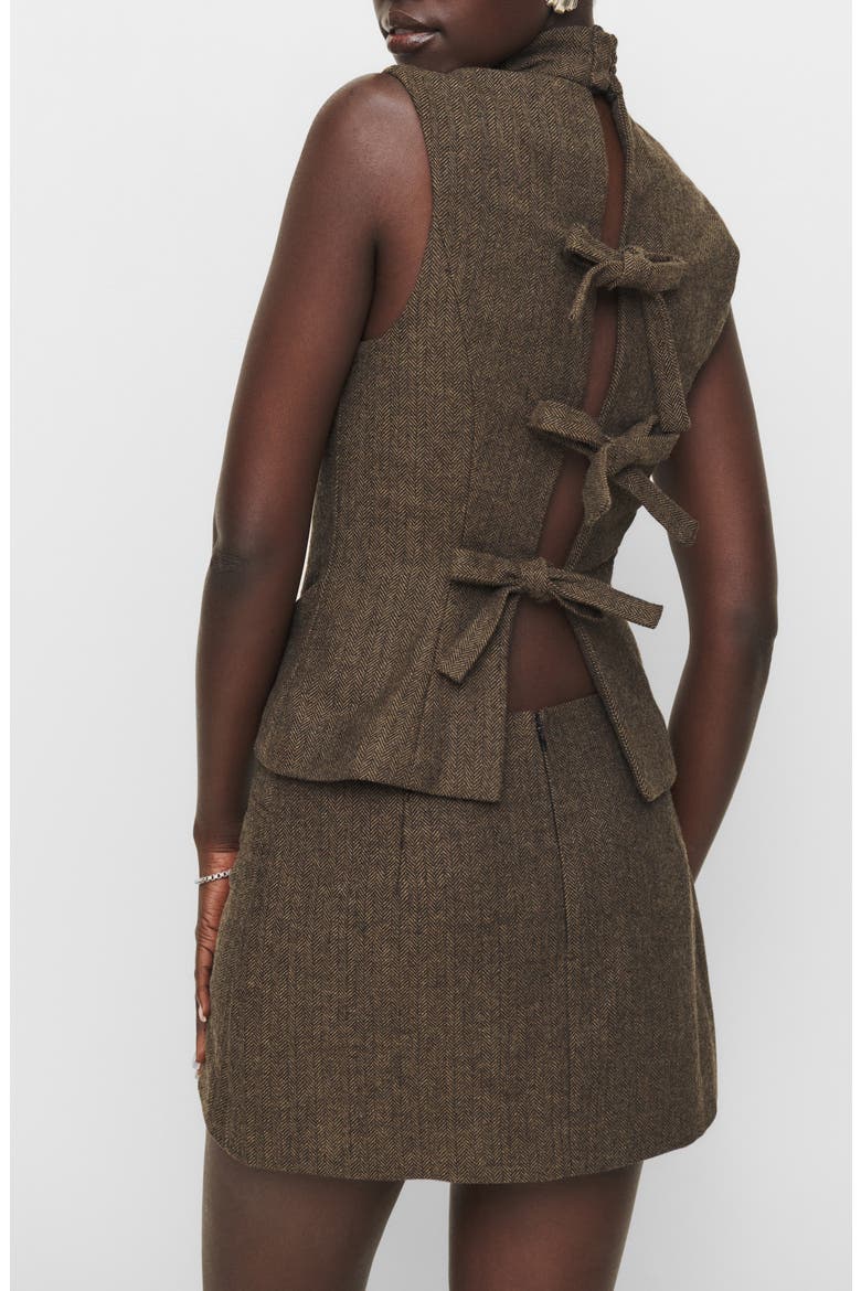 x Kacey Musgraves Buxton Low Rise Wool Blend Miniskirt, Alternate, color, BROWN HERRINGBONE