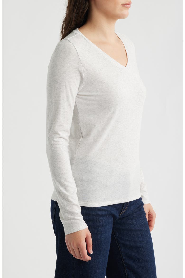 V-Neck Long Sleeve T-Shirt, Alternate, color, SEA SALT