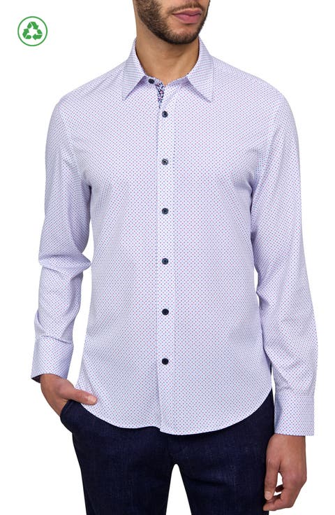 Slim Fit Dot Recycled 4-Way Stretch Performance Long Sleeve Shirt
