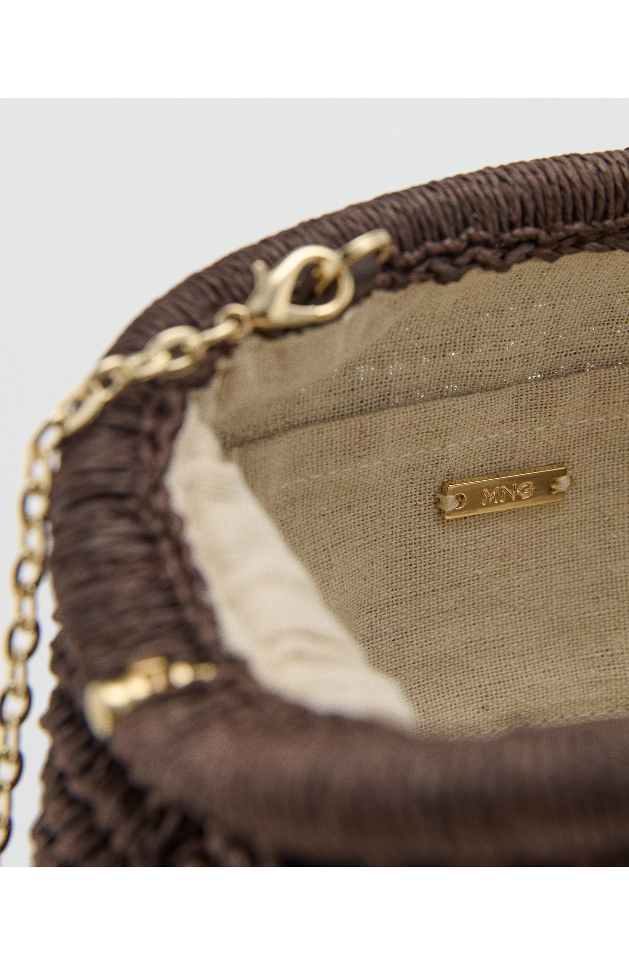 MANGO Natural Fiber Frame Clutch, Alternate, color, Chocolate