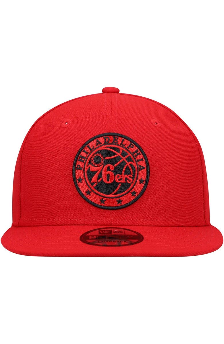 New Era Men's New Era Red Philadelphia 76ers Logo 9FIFTY Snapback Hat, Alternate, color, 