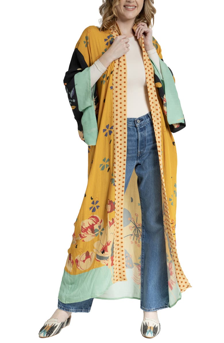 SAACHI Blossom Dot Floral Print Cover-Up Kaftan, Main, color, 