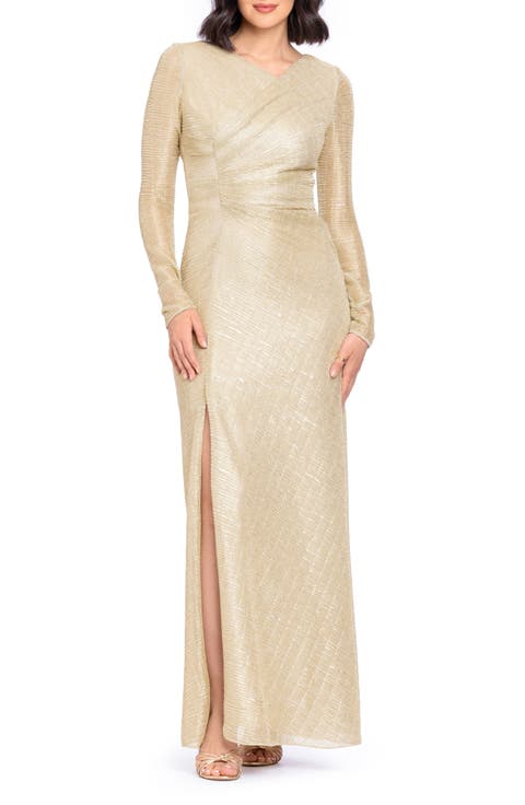 Metallic Long Sleeve Gown