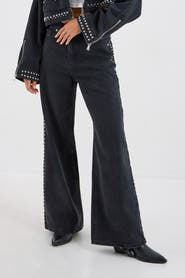 NASTY GAL Star Studded Baggy Denim Jeans