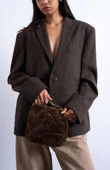 Topshop Hammered Handle Faux Fur Handbag