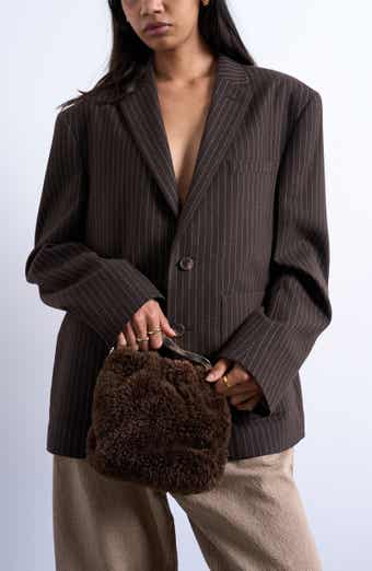 Topshop Hammered Handle Faux Fur Handbag