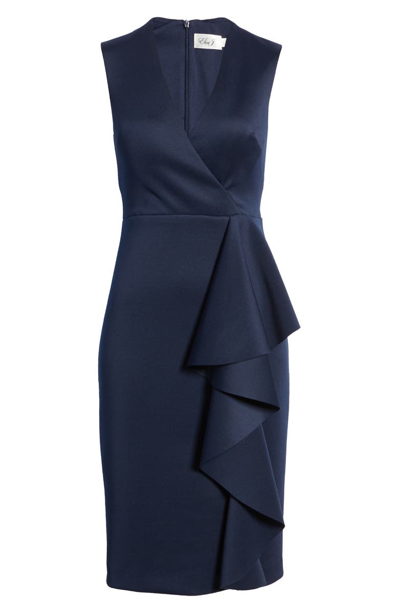 Eliza J Ruffle Sleeveless Body-Con Cocktail Dress, Alternate, color, 