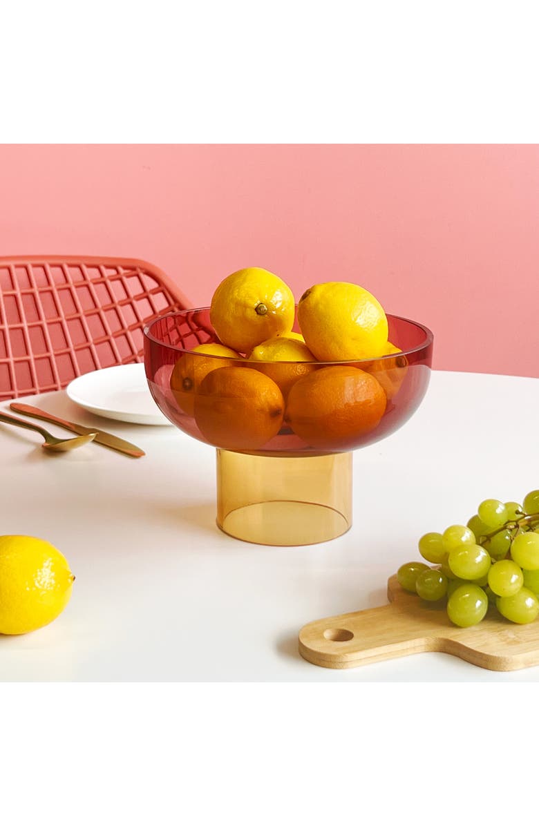 CLOUDNOLA Tip Top Glass Bowl, Alternate, color, Pink/ Yellow