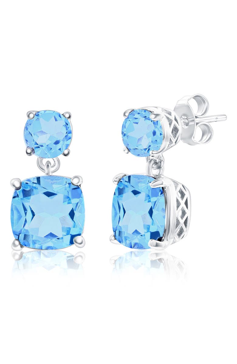 SIMONA Sterling Silver Semiprecious Stone Drop Earrings, Main, color, Blue Topaz