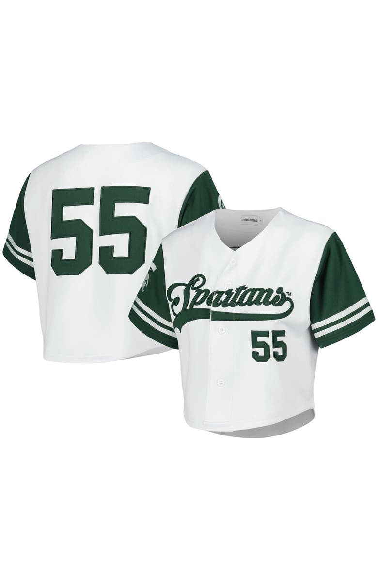 Established & Co. Women's Established & Co. White Michigan State Spartans Baseball Jersey Cropped T-Shirt, Alternate, color, White