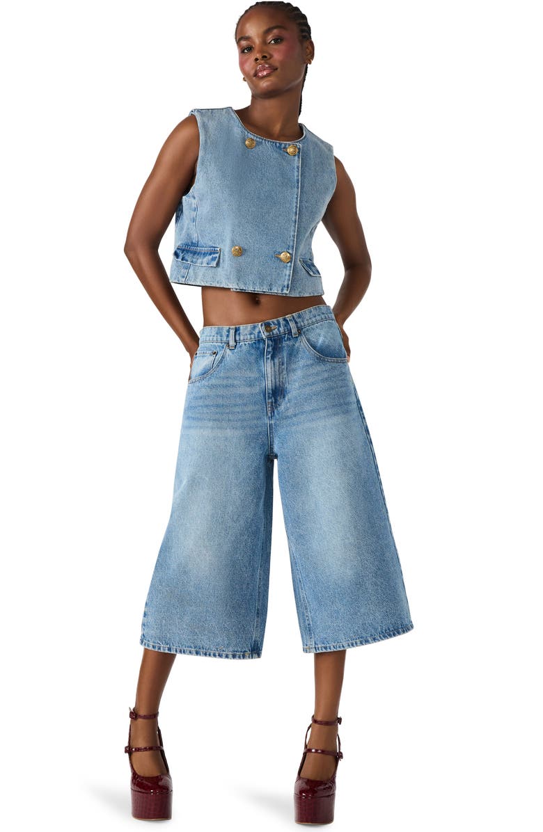 Steve Madden Brea Low Rise Longline Bermuda Denim Shorts, Alternate, color,