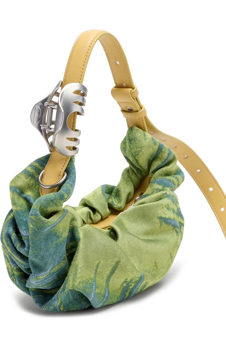 DIESEL<sup>®</sup> Small Grab-D Satin Denim Scrunched Hobo Bag, Alternate, color, Green