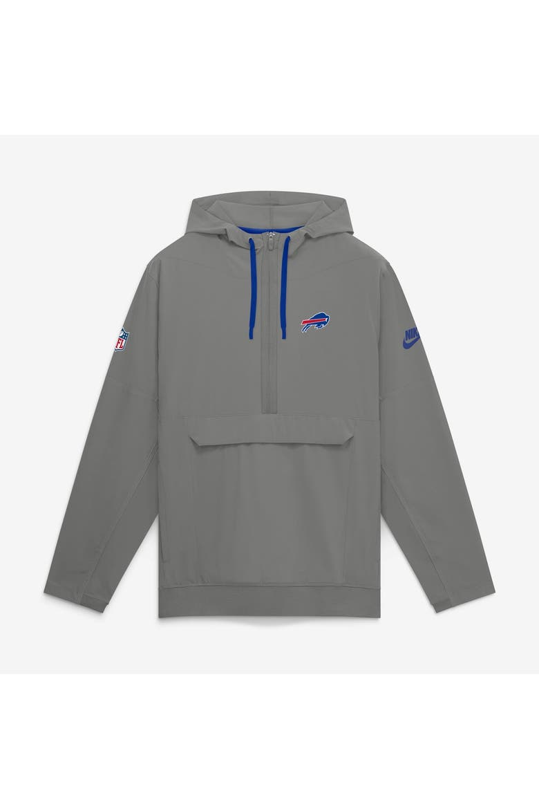 Men's Nike Gray Buffalo Bills Sideline Broken Rules Alternate Anorak Half-Zip Hooded Jacket, Main, color, Gray