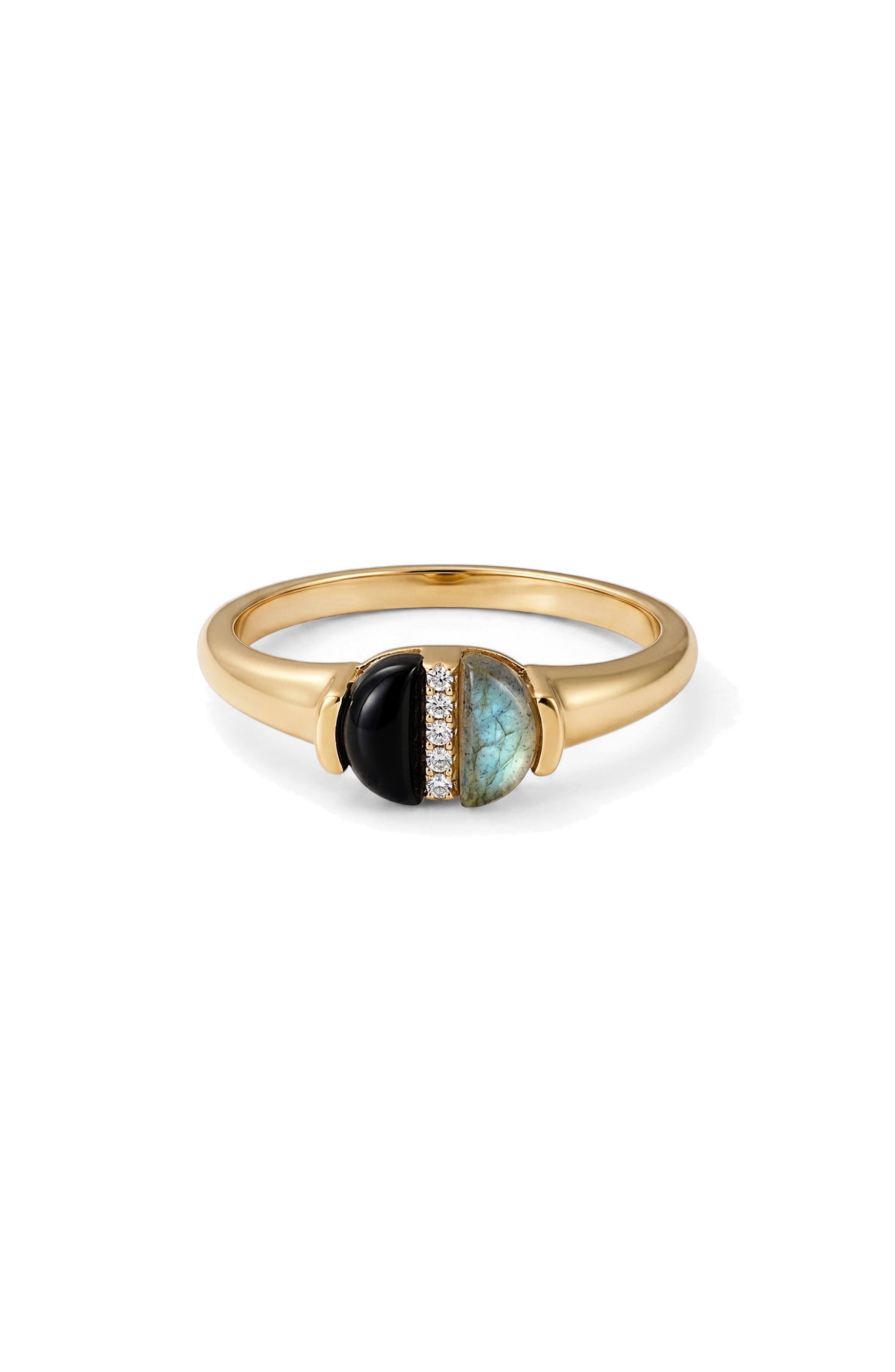 14k Gold Plated Labradorite & Onyx Ring