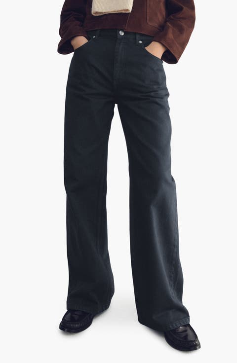 Mid Rise Straight Leg Jeans (Charcoal)