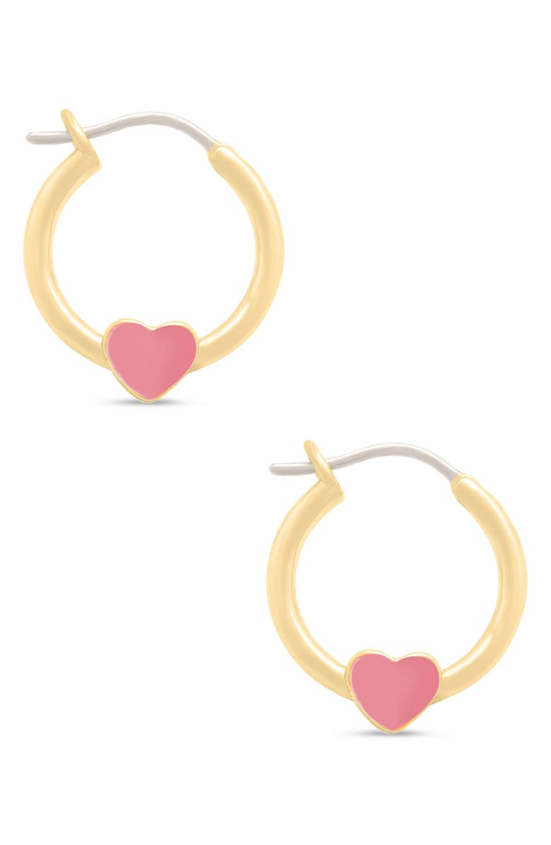Lily Nily Kids' Heart Hoop Earrings, Alternate, color, Pink