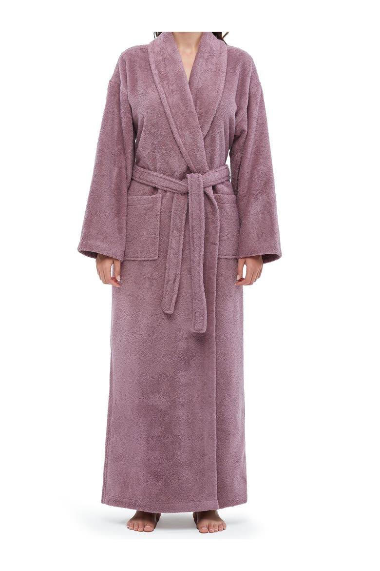 Womens Classic Shawl Collar Ankle Length Terry Bathrobe, Main, color, Grape