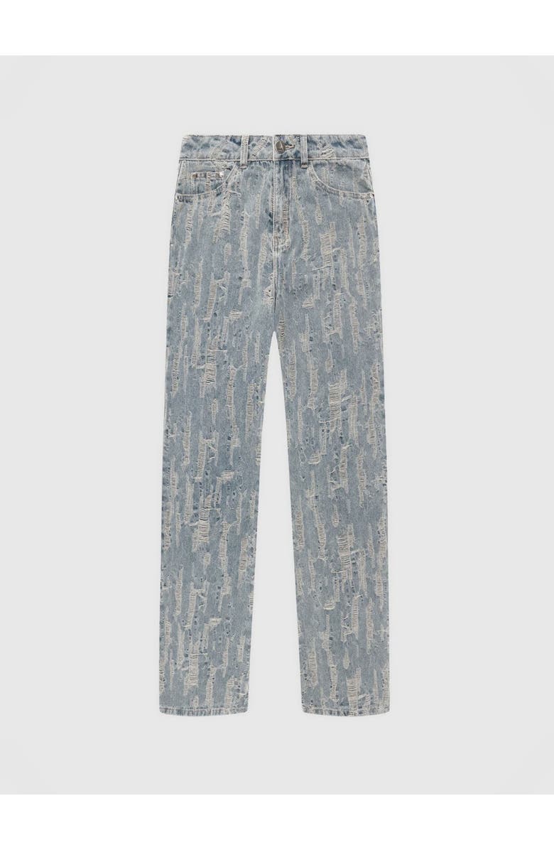 Manière De Voir Florence Distressed High Rise Straight Leg Jeans, Main, color, Mid Blue