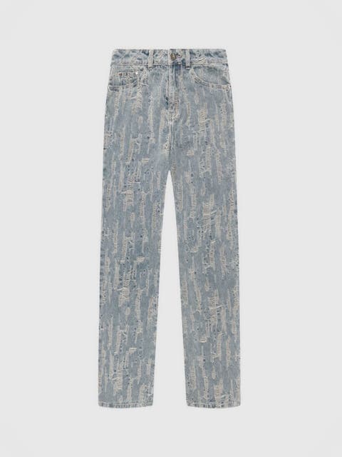 Florence Distressed High Rise Straight Leg Jeans