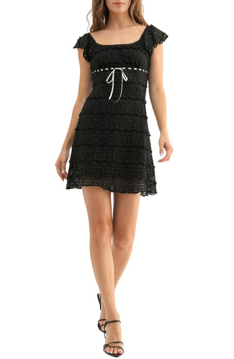 Flutter Sleeve Lace Minidress